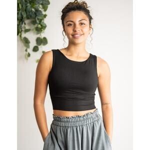 Sozy Lucy Black Soft Modal Chic Crop Tank Top Size XL